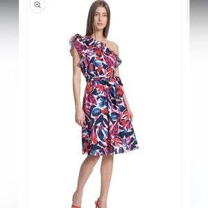 Donna Morgan Eliza Dress Floral One Shoulder size 14 new w/o tags